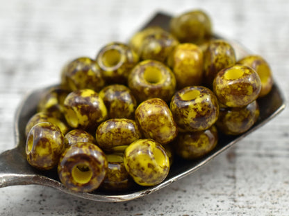 Picasso Beads - Czech Glass Beads - Seed Beads - Size 2 Beads - 2/0 Beads - Large Hole Beads - 6x4mm - 15 grams (3309)