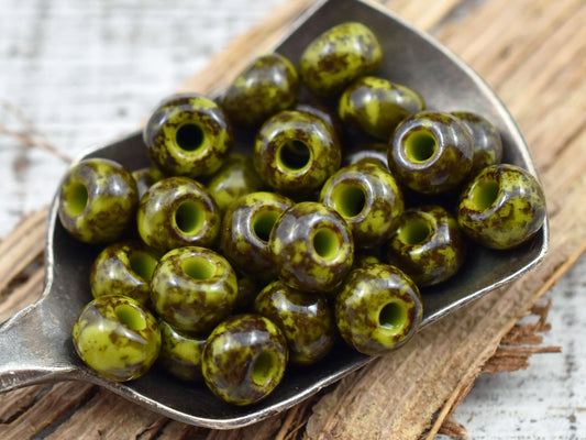 Picasso Sead Beads - Czech Glass Beads - Size 2 Beads - 2/0 Beads - Large Hole Beads - 6x4mm - 15 grams (2824)