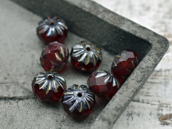 Picasso Beads - Rondelle Beads - Czech Glass Beads - Czech Glass Rondelle - Firepolish Beads - 6x9mm - 10pcs - (1980)