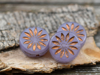Flower Beads - Czech Glass Beads - Picasso Beads - Coin Beads - Aster Flower - 12mm - 6pcs (A637)