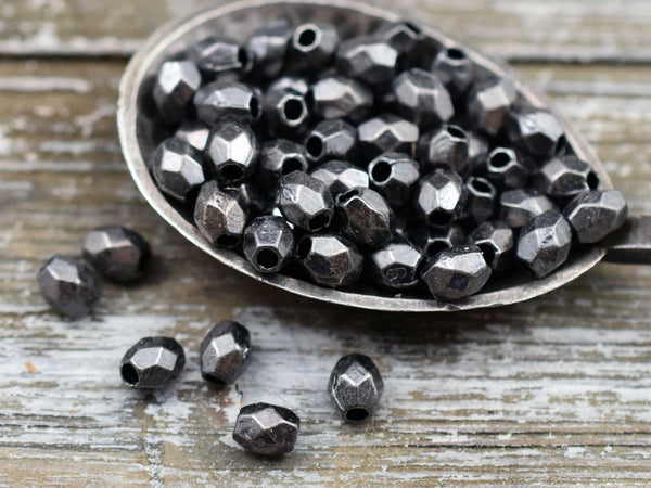 *250* 3x4mm Gunmetal Faceted Oval Spacer Beads