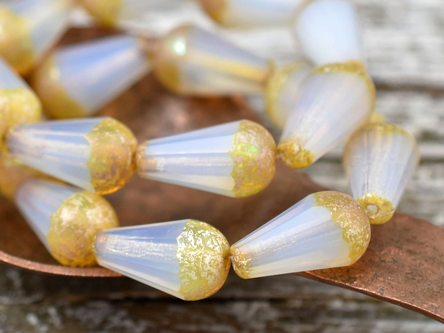 Czech Glass Beads - Picasso Beads - Dangle Drop Beads - Teardrop Beads - Faceted Beads - 8x15mm - 4pcs - (1570)