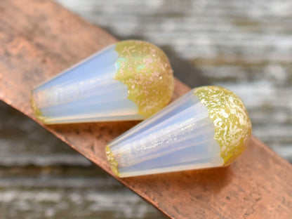 Czech Glass Beads - Picasso Beads - Dangle Drop Beads - Teardrop Beads - Faceted Beads - 8x15mm - 4pcs - (1570)