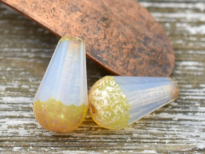 Czech Glass Beads - Picasso Beads - Dangle Drop Beads - Teardrop Beads - Faceted Beads - 8x15mm - 4pcs - (1570)