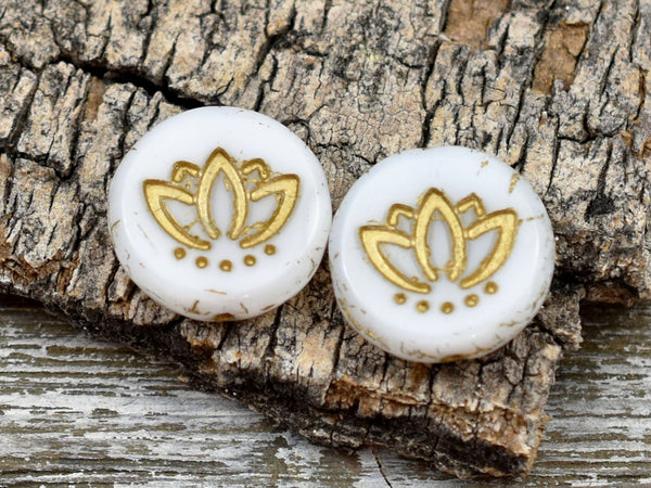 Lotus Flower Beads - Czech Glass Beads - Lotus Beads - Floral Beads - Picasso Beads - 14mm - 4pcs - (4546)