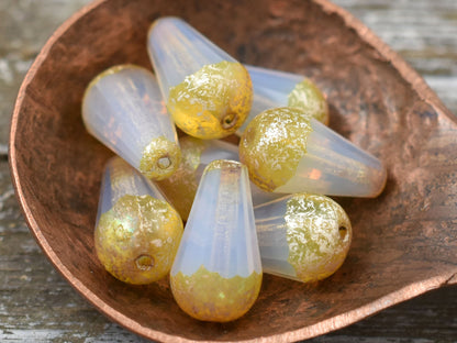 Czech Glass Beads - Picasso Beads - Dangle Drop Beads - Teardrop Beads - Faceted Beads - 8x15mm - 4pcs - (1570)