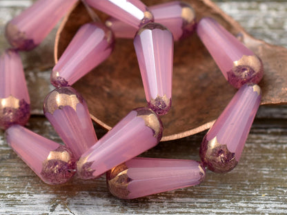 Czech Glass Beads - Drop Beads - Teardrop Beads - Picasso Beads - Faceted Beads - 8x20mm - 2pcs - (5742)