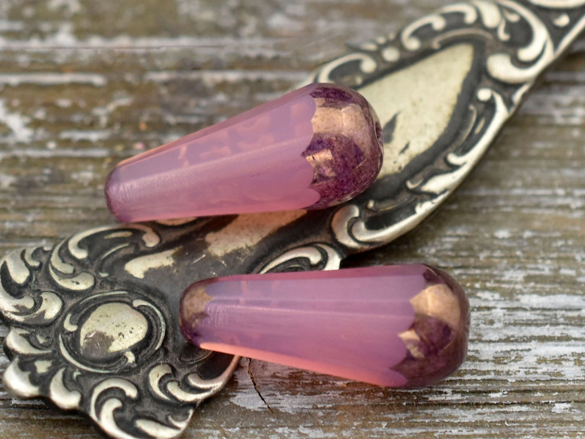 Czech Glass Beads - Drop Beads - Teardrop Beads - Picasso Beads - Faceted Beads - 8x20mm - 2pcs - (5742)