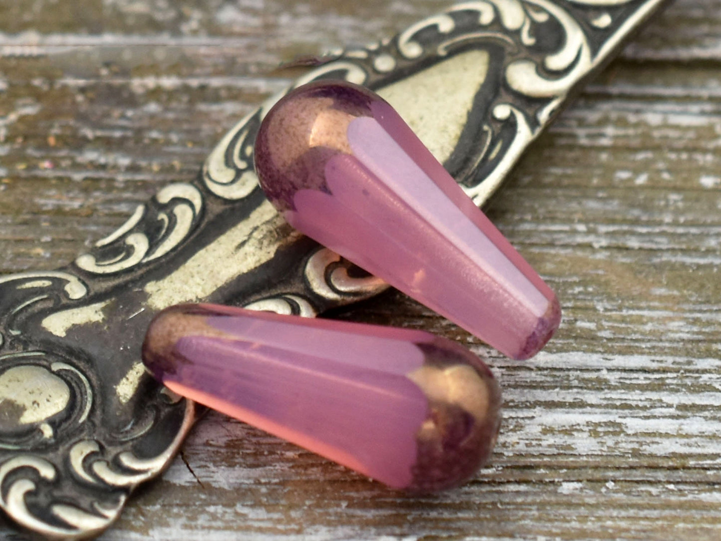 Czech Glass Beads - Drop Beads - Teardrop Beads - Picasso Beads - Faceted Beads - 8x20mm - 2pcs - (5742)