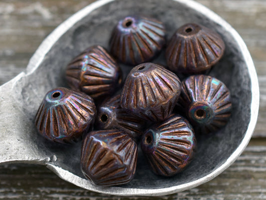 Picasso Beads - Czech Glass Beads - Bicone Beads - Czech Glass Bicone - 11mm - 10pcs - (2555)