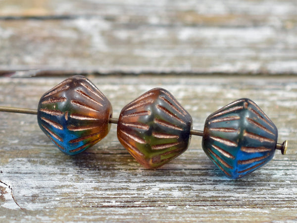 Picasso Beads - Czech Glass Beads - Bicone Beads - Beachy Beads - 11mm - 10pcs (2646)