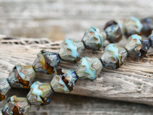 Picasso Beads - Czech Glass Beads - Baroque Beads - Bicone Beads - Chunky Beads - Czech Beads - 11x10mm - 6pcs - (2940)