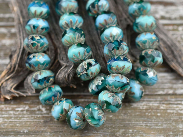 Picasso Beads - Rondelle Beads - Czech Glass Beads - Czech Glass Rondelle - Firepolish Beads - 6x9mm - 10pcs - (4100)
