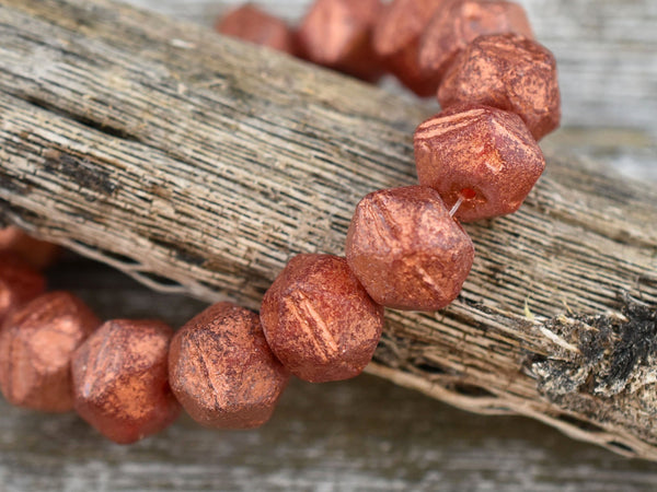 Czech Glass Beads -  English Cut Beads - Chunky Beads - Round Beads - Antique Cut - Faceted Beads - 10mm - 10pcs - (6085)