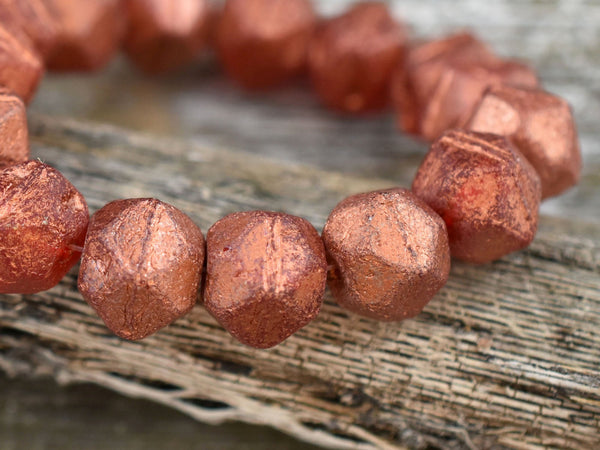 Czech Glass Beads -  English Cut Beads - Chunky Beads - Round Beads - Antique Cut - Faceted Beads - 10mm - 10pcs - (6085)