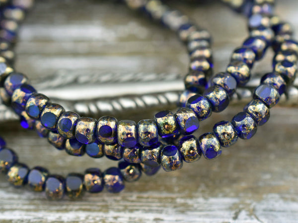 Trica Beads - Seed Beads - Czech Glass Beads - Czech Picasso Beads - 4mm Beads - Size 6 Beads  - 4x3mm - 50pcs - (3846)