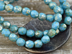 Picasso Beads - Czech Glass Beads - 6mm Beads - Fire Polished Beads - Round Beads - Blue Beads - 25pcs - (B714)
