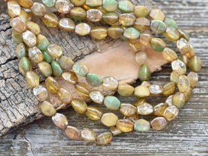 Pinch Beads - Czech Glass Beads - Picasso Beads - Oval Beads - Small Beads - Bead Crochet - 5x4mm - 30pcs - (3370)