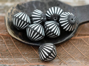 Czech Glass Beads - Picasso Beads - Bicone Beads - Black Beads - 10pcs - 11mm - (6102)