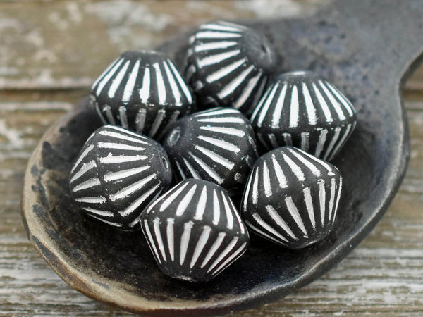 Czech Glass Beads - Picasso Beads - Bicone Beads - Black Beads - 10pcs - 11mm - (6102)