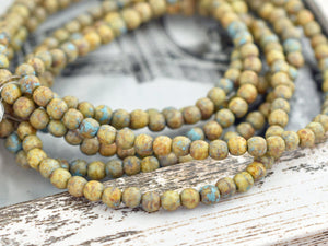 4mm Beads - Picasso Beads - Czech Glass Beads - Druk Beads - Round Beads - 4mm Round Beads - 50pcs - (1864)