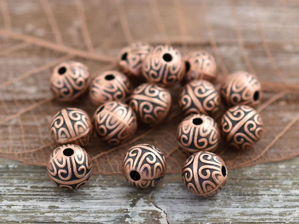 *50* 7mm Antique Copper Round Spacer Beads