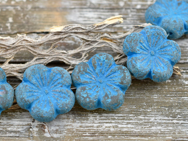 Hibiscus Beads - Picasso Beads - Czech Glass Beads - Flower Beads - Hawaiian Flower Beads - Czech Flowers - 21mm - (5859)