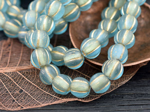 Large Hole Beads - Czech Glass Beads - Melon Beads - 3mm Hole Beads - 8mm Beads - Round Beads - 10pcs - (A390)