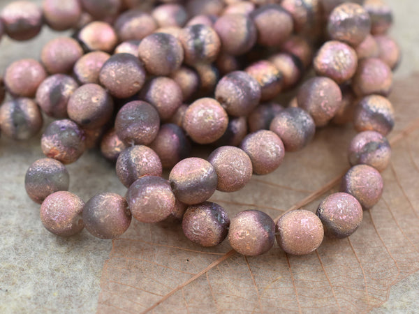 Czech Glass Beads - Druk Beads - Etched Beads - Round Beads - Choose from 6mm or 8mm