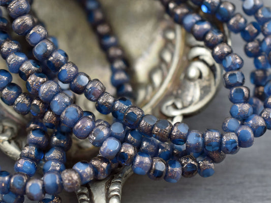 Czech Glass Beads - 4mm Beads - Trica Beads - Seed Beads - 4x3mm - Etched Beads - Size 6 Beads  - 50pcs - (1252)