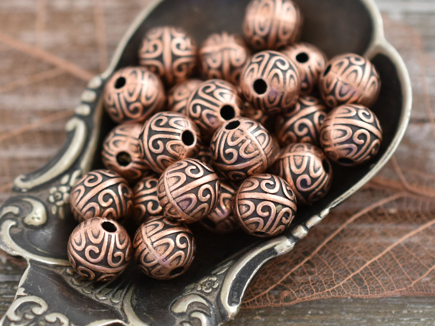*50* 7mm Antique Copper Round Spacer Beads