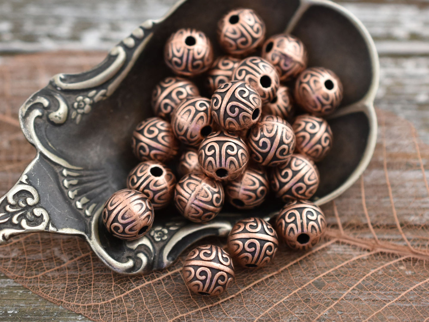 *50* 7mm Antique Copper Round Spacer Beads