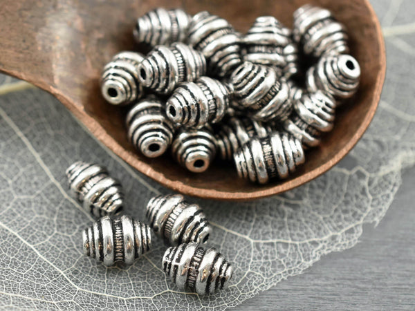 *20* 9x7mm Antique Silver Spiral Oval Beads