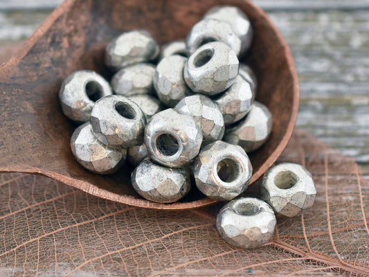 Czech Glass Beads - Large Hole Beads - Fire Polished Beads - Roller Rondelle - Rondelle Beads - 3mm Hole - 5x8mm - 10 or 25pcs