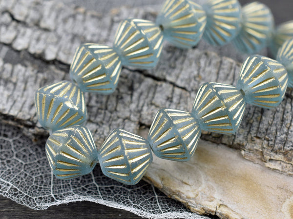 Czech Glass Beads - Picasso Beads - Bicone Beads - Czech Glass Bicone - African Bicone - 11mm - 10pcs - (734)