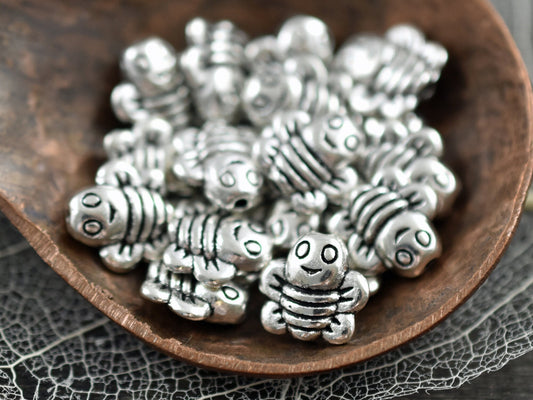*100* 9mm Antique Silver Bee Beads