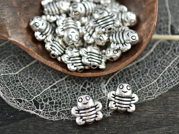 *50* 9mm Antique Silver Bee Beads