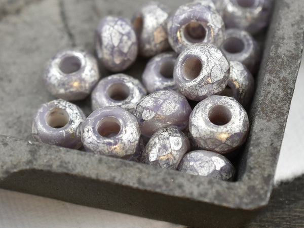 Czech Glass Beads - Rondelle Beads - Roller Beads - Large Hole Beads - Fire Polished Beads - 3mm Hole Bead - 5x8mm - 10pcs (5583)