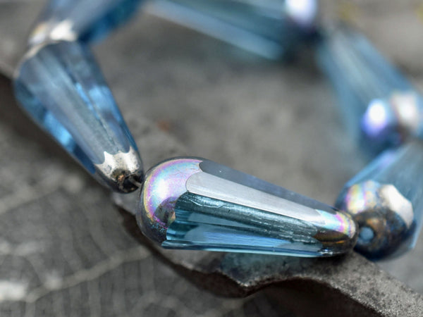Czech Glass Beads - Drop Beads - Teardrop Beads - Picasso Beads - Faceted Beads - 8x20mm - 2pcs - (3386)
