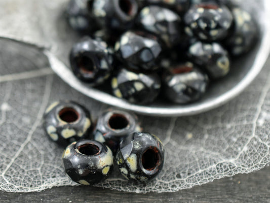 5x8mm - Roller Rondelle - Large Hole Beads - Picasso Beads - Czech Glass Beads - Rondelle Beads - Roller Beads - 10pcs - (5241)