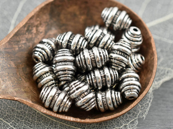*25* 9x7mm Antique Silver Spiral Oval Beads