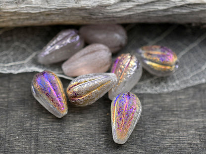 Czech Glass Beads - Melon Beads - Picasso Beads - Teardrop Beads -  Drop Beads - 10pcs - 13x8mm - (A682)