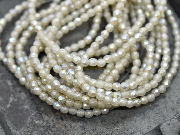 Czech Glass Beads - Fire Polish Beads - 3mm Beads - Round Beads - Small Beads - Picasso Beads - 50pcs - (4115)