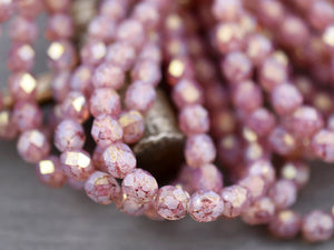 Picasso Beads - Fire Polished Beads - Czech Glass Beads - 6mm Beads - Round Beads - Pink Beads - 25pcs (2739)