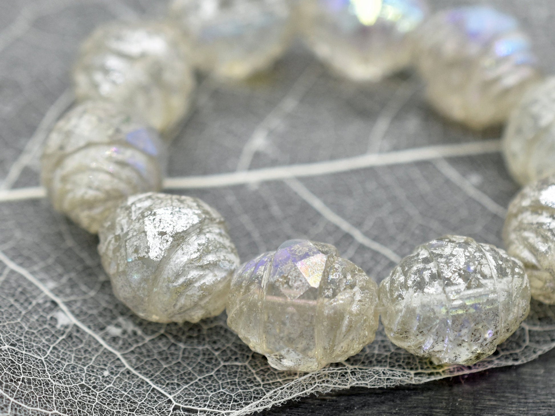 Czech Glass Beads - Turbine Beads - Cathedral Beads - Picasso Beads - Fire Polished Beads - 13x15mm - 4pcs - (B343)