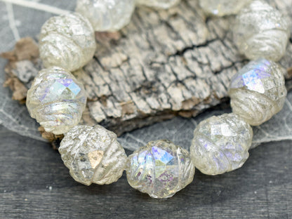 Czech Glass Beads - Turbine Beads - Cathedral Beads - Picasso Beads - Fire Polished Beads - 13x15mm - 4pcs - (B343)