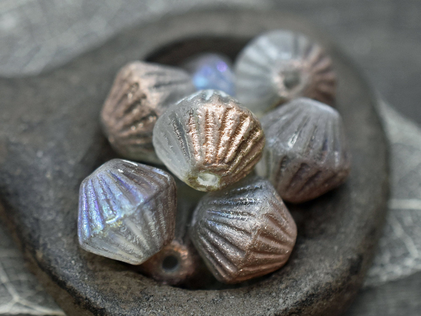 Czech Glass Beads - Bicone Beads - Etched Beads - Matte Beads - Picasso Beads - 11mm - 10pcs (B346)