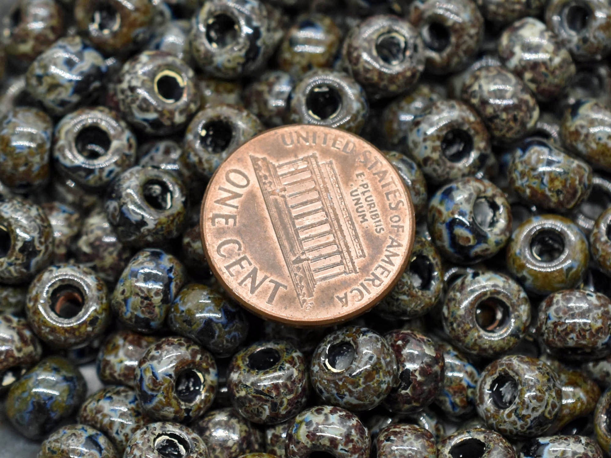 32/0 Seed Beads - Large Seed Beads - Picasso Beads - Czech Glass Beads - Approx 45 Beads - 20 grams (A123)