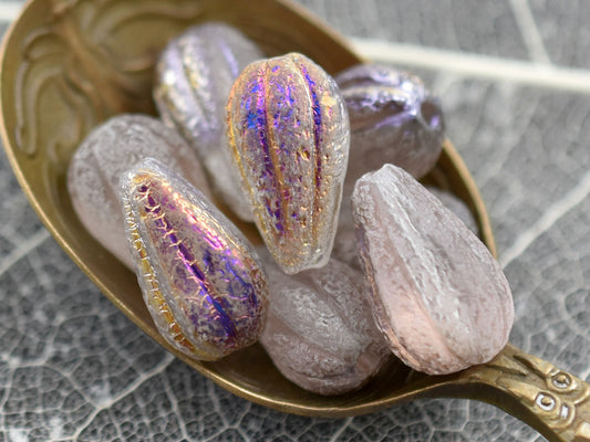 Czech Glass Beads - Melon Beads - Picasso Beads - Teardrop Beads -  Drop Beads - 10pcs - 13x8mm - (A682)