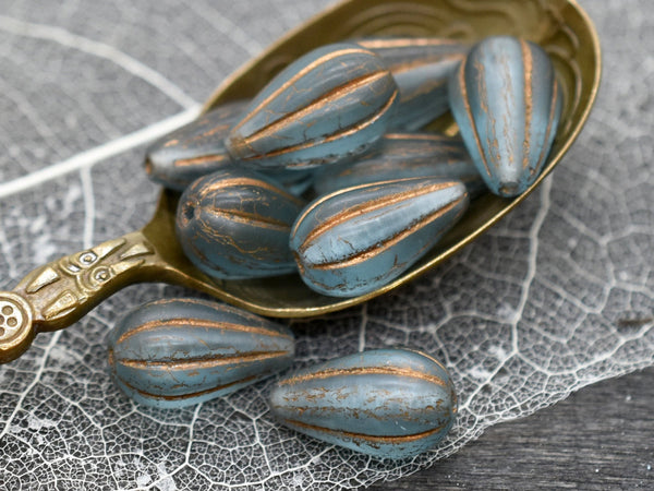 Czech Glass Beads - Melon Drop Beads - Melon Beads - Teardrop Beads - Picasso Beads - 6pcs - 13x8mm - (5678)